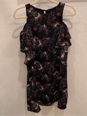 💗FREE PRESS Floral Print Cold Shoulder Mini Dress